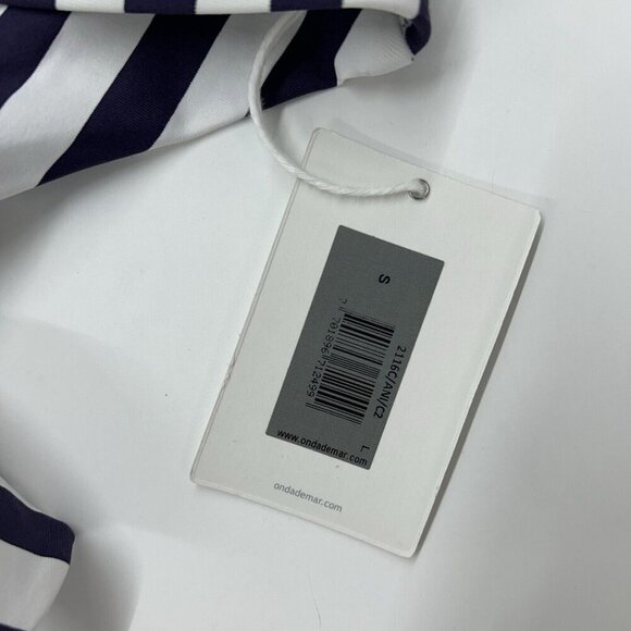 NEW OndadeMar Bandeau Bikini Top Women’s Size Small Blue White Anchor Nautical - Picture 6 of 8